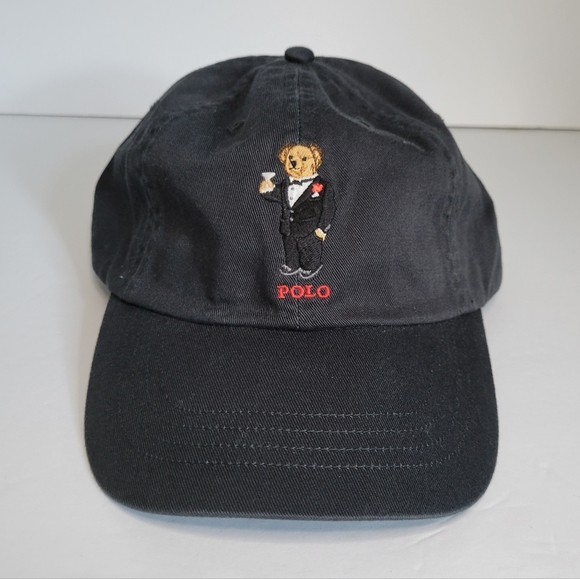 Polo Ralph Lauren Other - Polo Ralph Lauren Martini Tuxedo Bear Logo Adjustable Black Baseball Hat